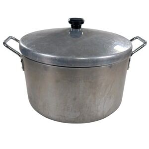 Wear-Ever Aluminum Stock Pot 12 Qt Vintage USA Nonstick Chrome Handle Lid